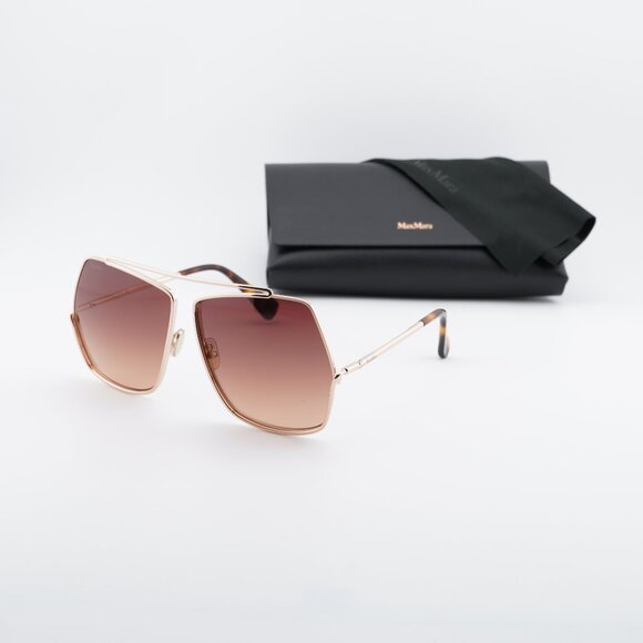 Max Mara Elsa MM0006 28F Geometric Sunglasses - Shiny Rose Gold/Brown Gradient main image 5